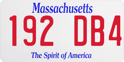 MA license plate 192DB4