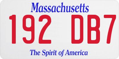 MA license plate 192DB7
