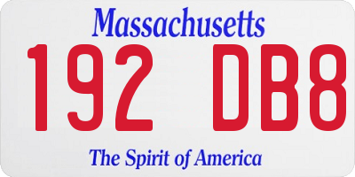 MA license plate 192DB8