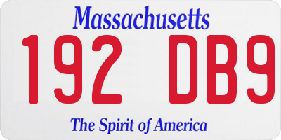 MA license plate 192DB9