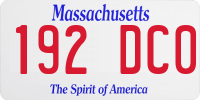 MA license plate 192DC0