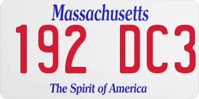 MA license plate 192DC3
