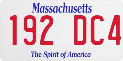 MA license plate 192DC4