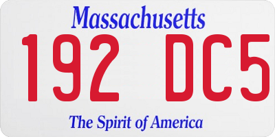 MA license plate 192DC5