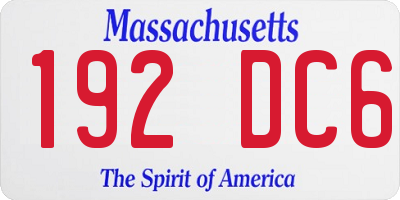 MA license plate 192DC6