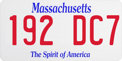 MA license plate 192DC7