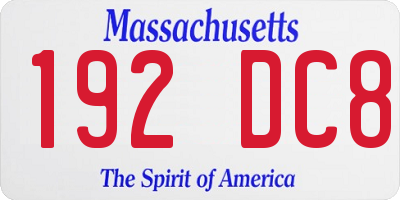 MA license plate 192DC8
