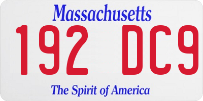 MA license plate 192DC9