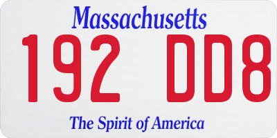 MA license plate 192DD8