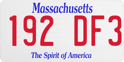 MA license plate 192DF3