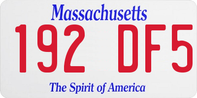 MA license plate 192DF5