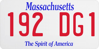 MA license plate 192DG1