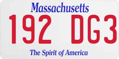 MA license plate 192DG3