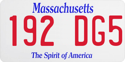 MA license plate 192DG5
