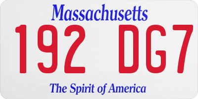 MA license plate 192DG7