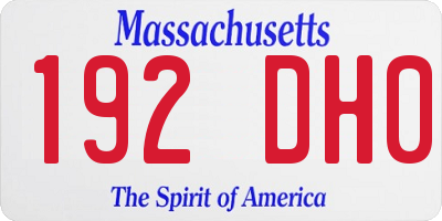 MA license plate 192DH0