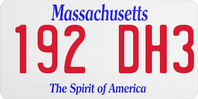 MA license plate 192DH3