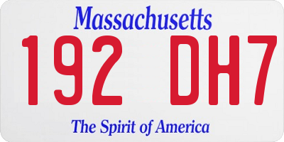 MA license plate 192DH7