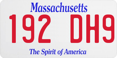 MA license plate 192DH9