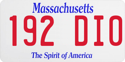 MA license plate 192DI0