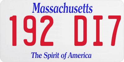 MA license plate 192DI7
