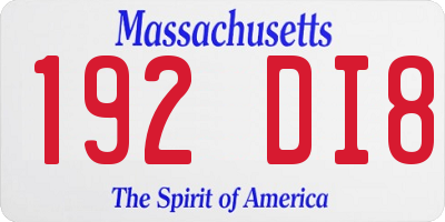 MA license plate 192DI8