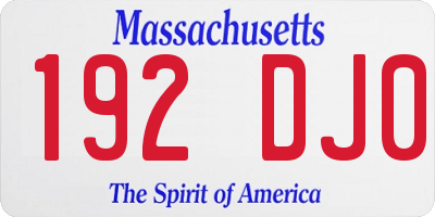 MA license plate 192DJ0