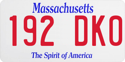 MA license plate 192DK0