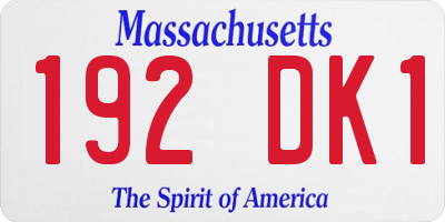 MA license plate 192DK1