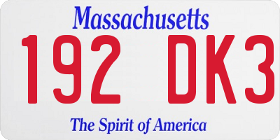 MA license plate 192DK3