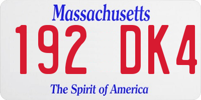 MA license plate 192DK4