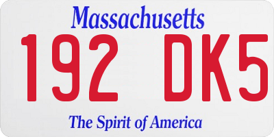 MA license plate 192DK5