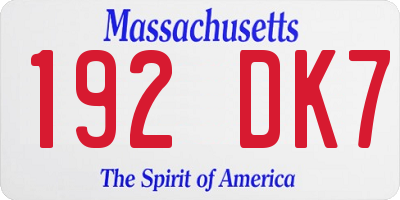 MA license plate 192DK7