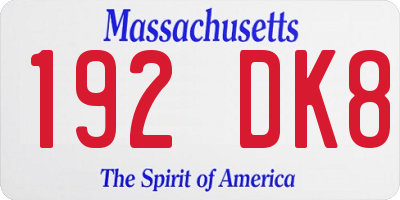 MA license plate 192DK8