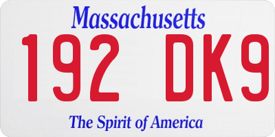 MA license plate 192DK9