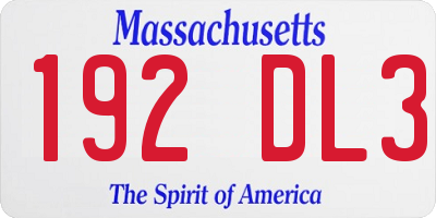 MA license plate 192DL3