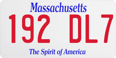 MA license plate 192DL7