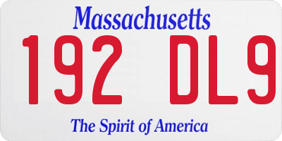 MA license plate 192DL9