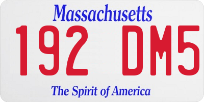 MA license plate 192DM5