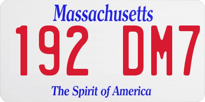 MA license plate 192DM7