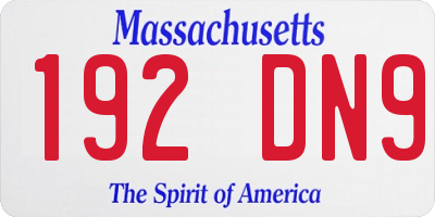 MA license plate 192DN9