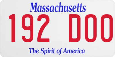 MA license plate 192DO0