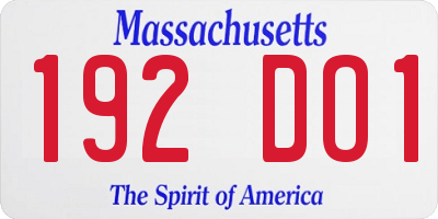 MA license plate 192DO1