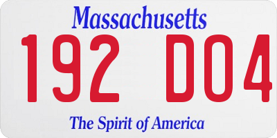 MA license plate 192DO4