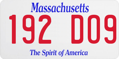 MA license plate 192DO9