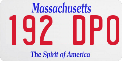 MA license plate 192DP0