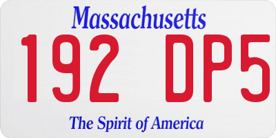 MA license plate 192DP5