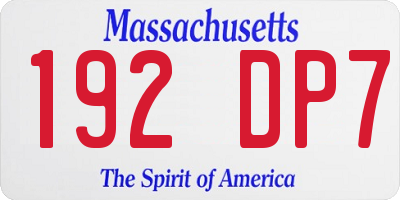 MA license plate 192DP7
