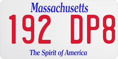 MA license plate 192DP8