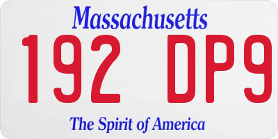 MA license plate 192DP9